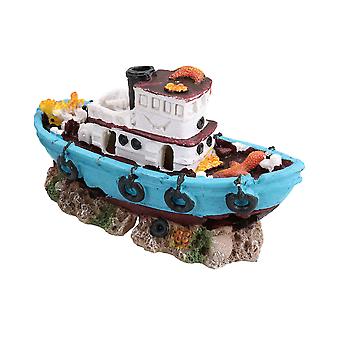 fish tank accessories boat Sea King Shipwreck Aquarium Ornament DescriptionThis product is an artificial shipwreck decor Penn-Plax Sunken Battleship Fish Aquarium