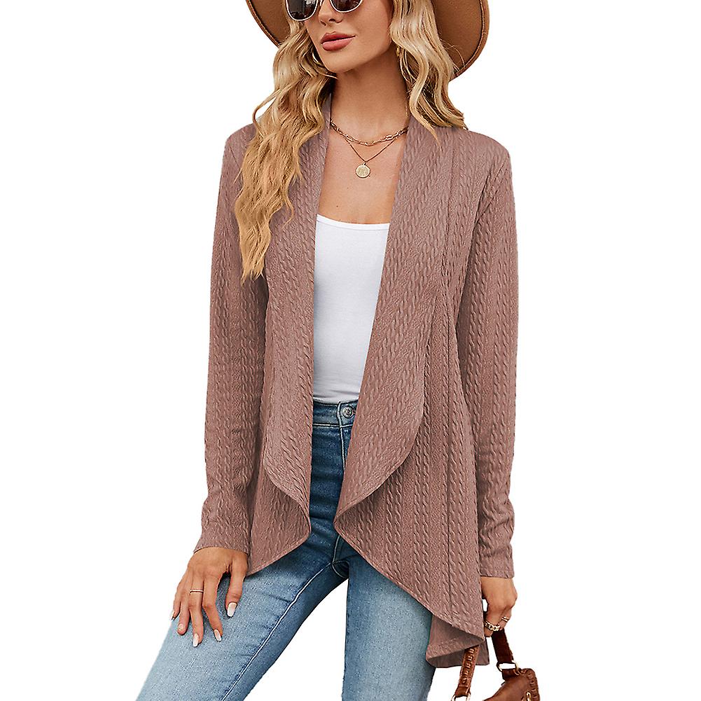 Women's Solid-Color Knitted Coat Stylish Comfortable Soft Top for Autumn Winter Spring