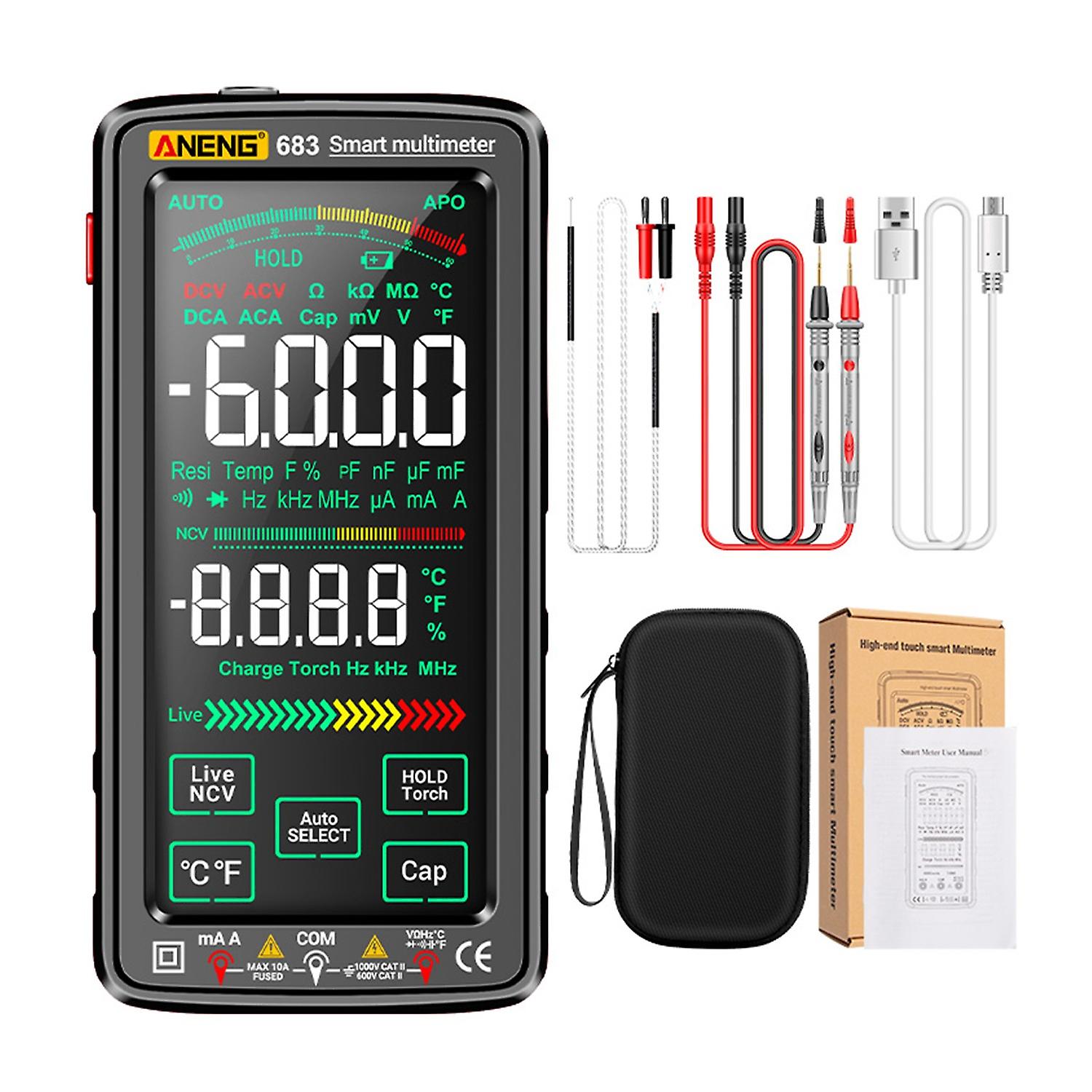 ANENG 683 6000 Counts Large Touch Screen Digital Multimeter (Smart Anti-burn)