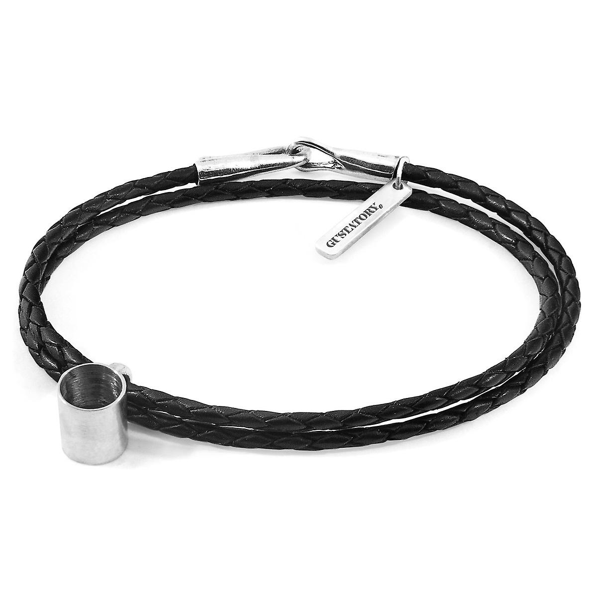 ANCHOR &CREW ספל קפה שחור חצות, כסף וצמיד עור קלוע