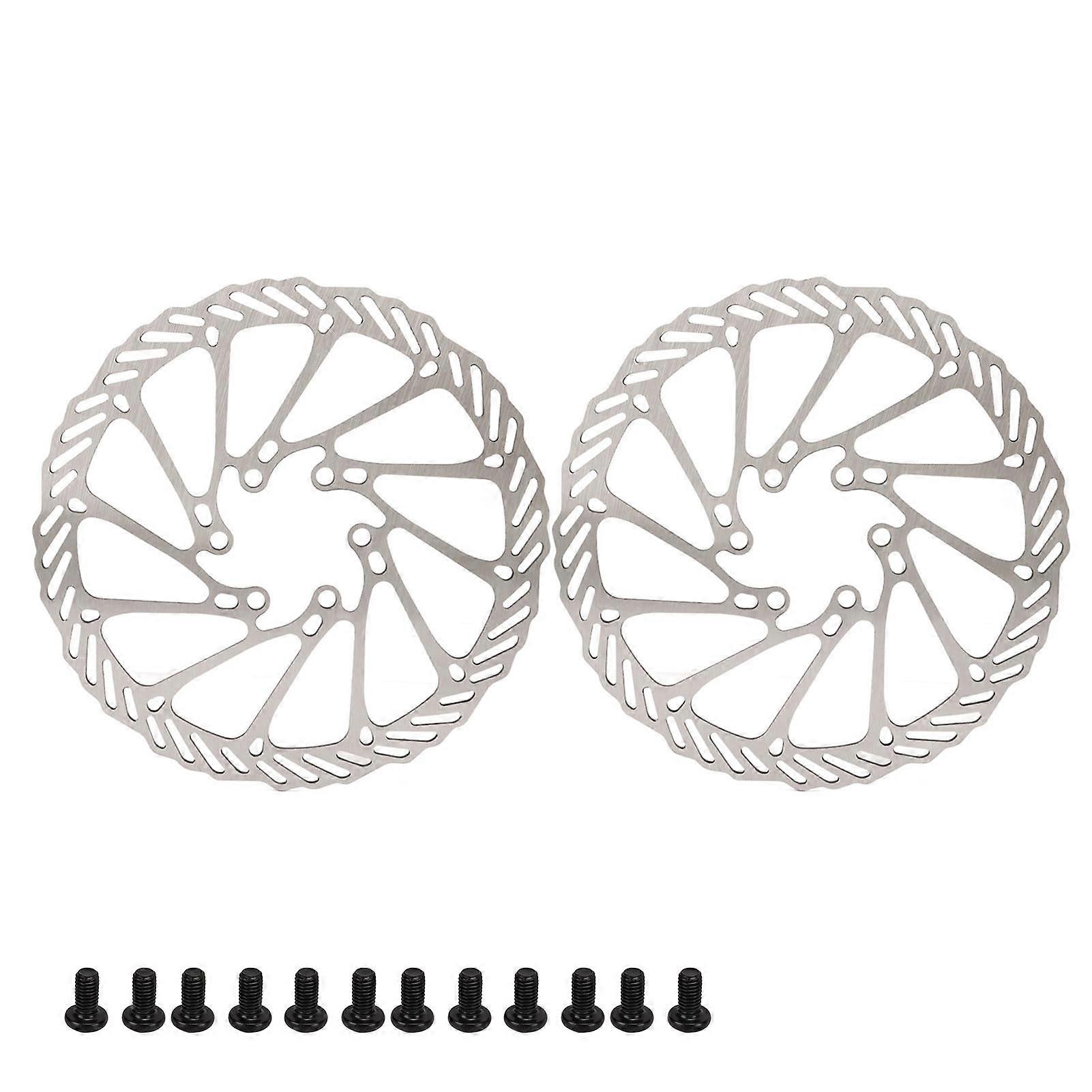 2pcs Mountain Bike Disc Brake Rotor, Lightweight, Fast Heat Dissipation, High Hardness Steel, 160mm/6.3in