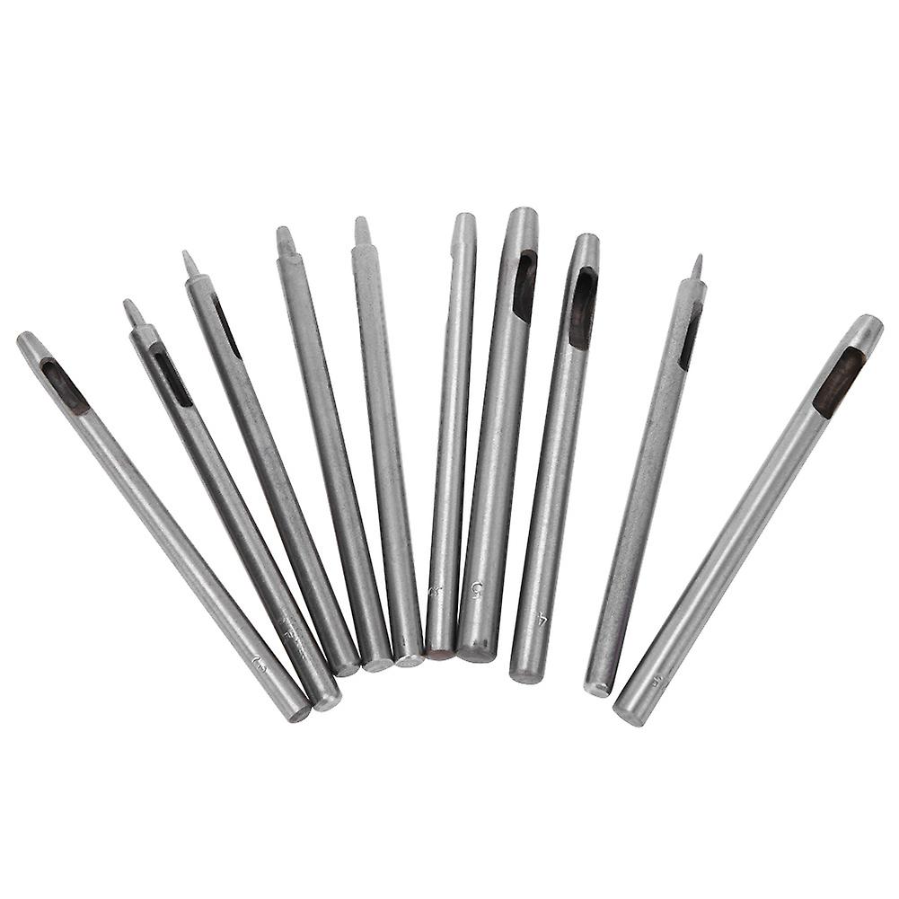 MechKit Punching Tools 10pcs DIY Leather Round Hollow Drilling Punching Tools, 0.5-5mm Belt Punches for Crafting and Leather Work, Durable Metal