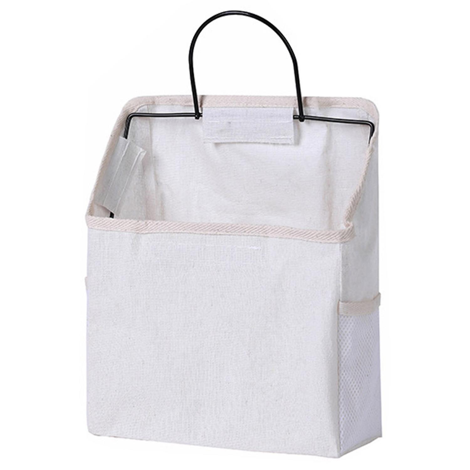 Storage Hanging Bag Large Capacity with Mesh Pocket Multi-functional Bedside Cotton Linen Organising