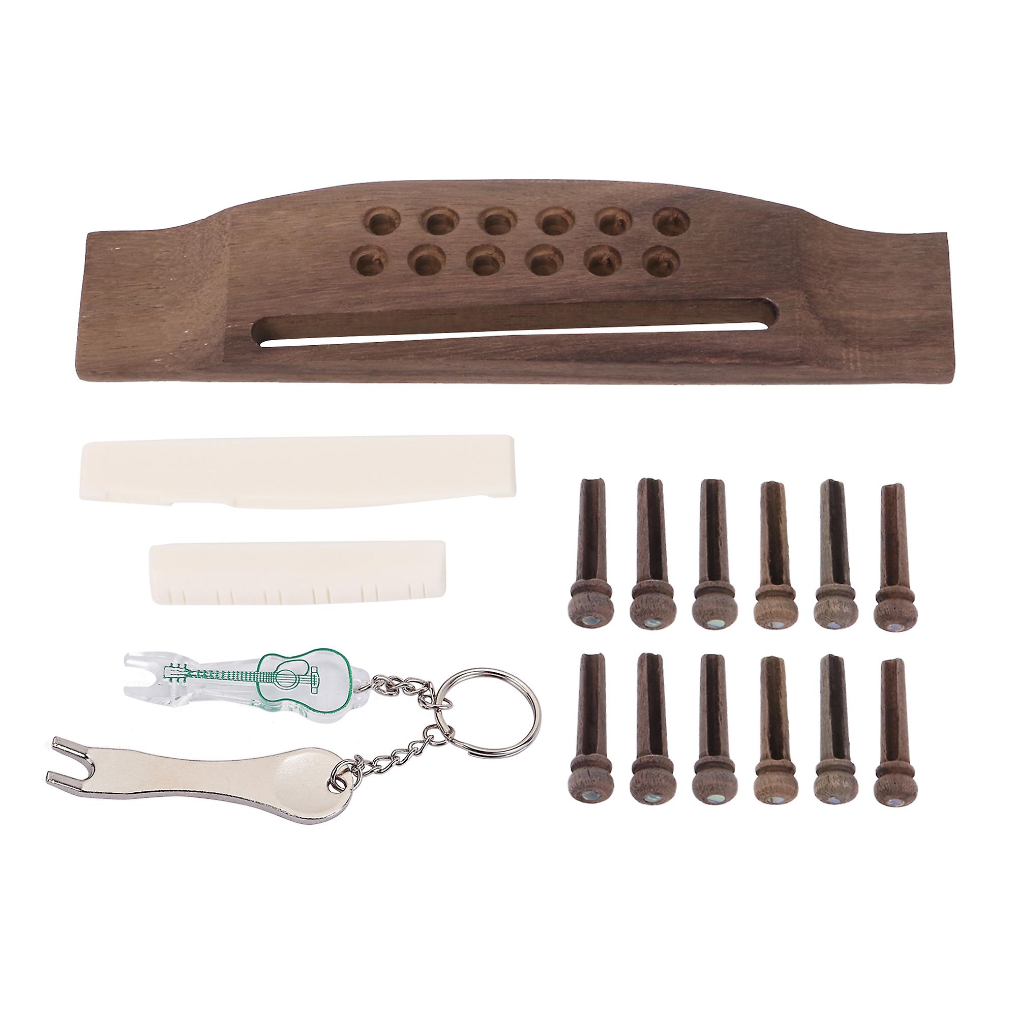 Folk Guitar DIY 12-String Bridge Set w/ Saddle & Nut & 12x Pin & Puller