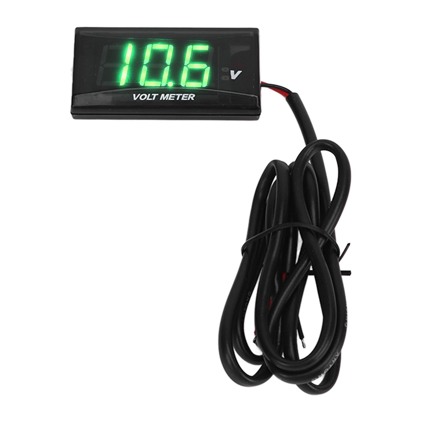 Universal LCD Motorcycle Voltmeter Ultra Thin Waterproof Voltmeter with Left Bracket DC12V Green