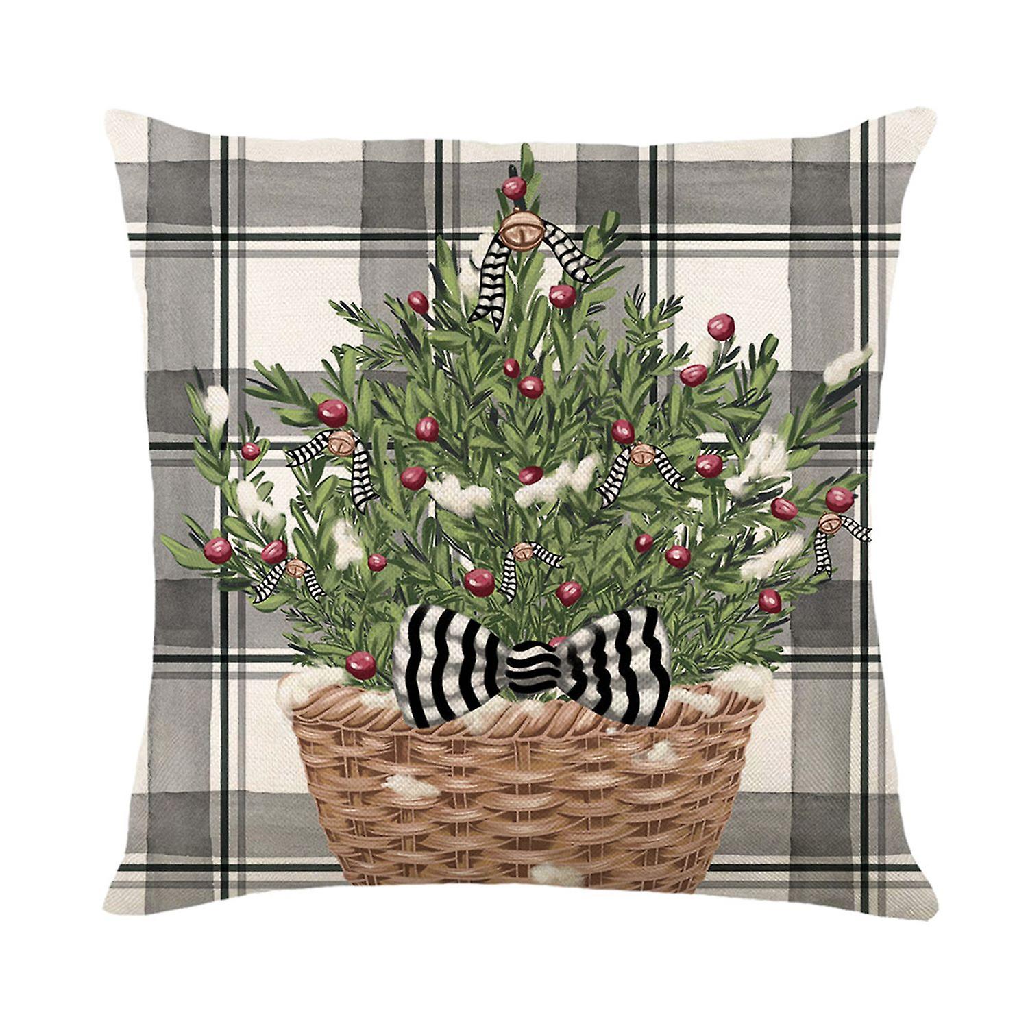 Christmas Pillowcase Durable Polyester Snowflake Elk Pattern Xmas Throw Cover for Home Festival Deco