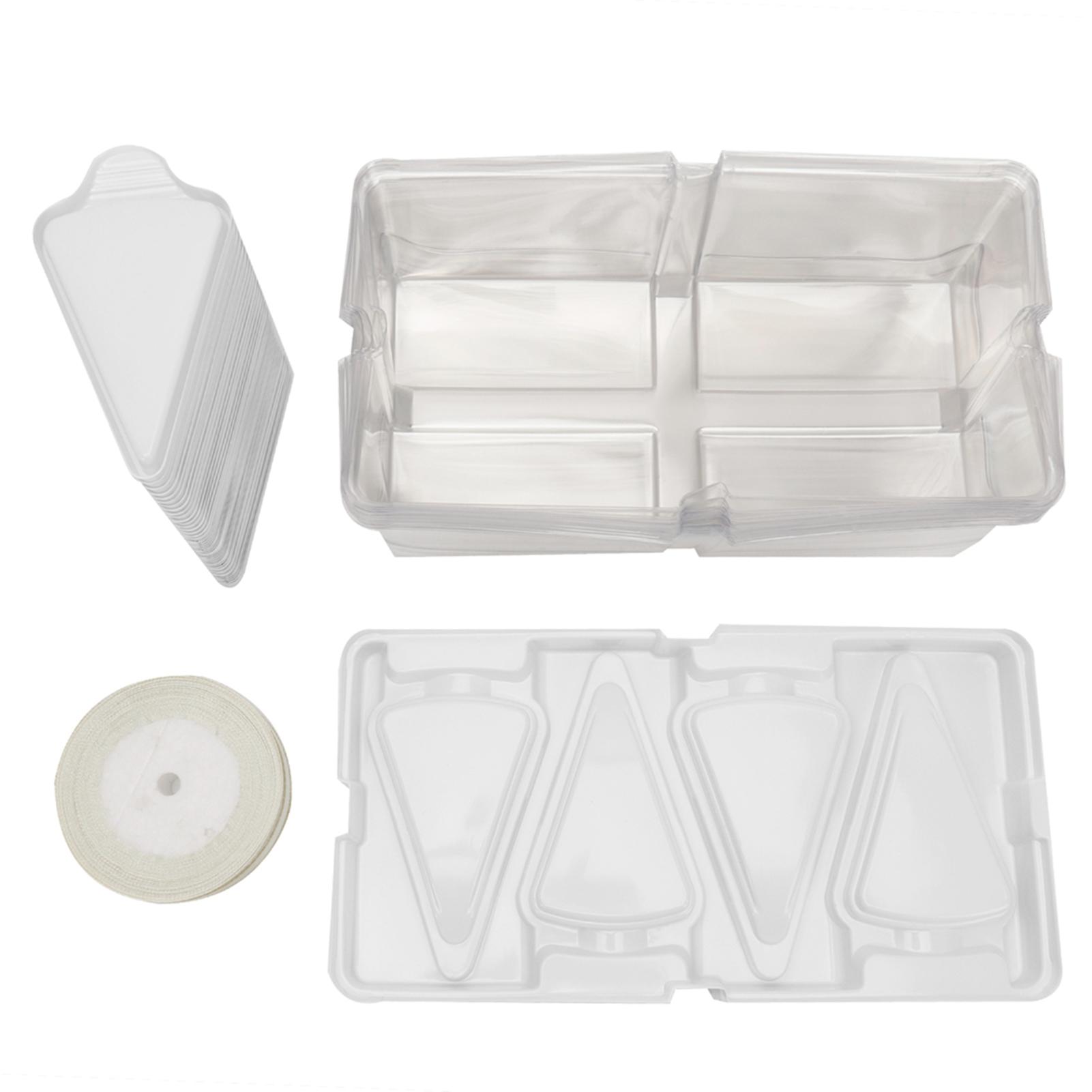 10pcs Baking Cake Box 4 Grid Triangular Transparent Material Cake Box for Dessert Bakery
