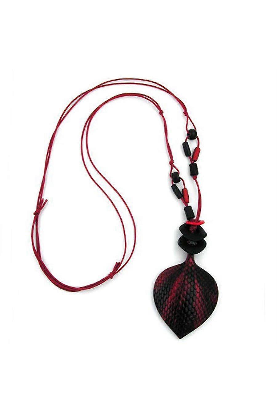 Necklace Scaled Leaf Black-red 95cm - Gl02674