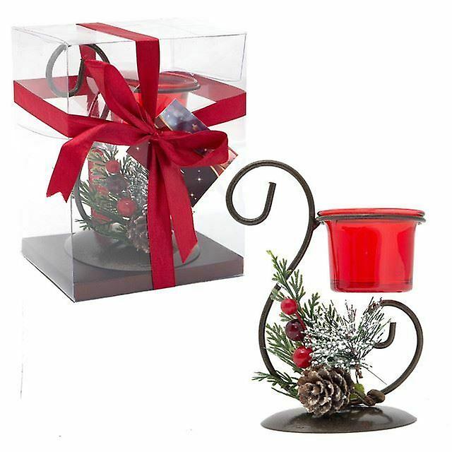 Christmas Candle holder 12,2x10x16,5cm - Red