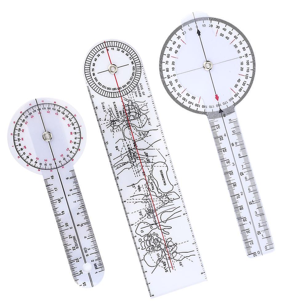3Pcs 6/8/10 Inch 360° Medical Protractor Angle Plastic Goniometer