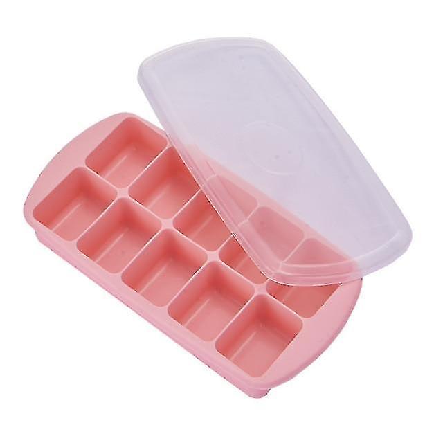 20cm Silicone Ice Tray, Household Ice Box With Lid, Homemade Frozen Ice Cube Mold(pink)