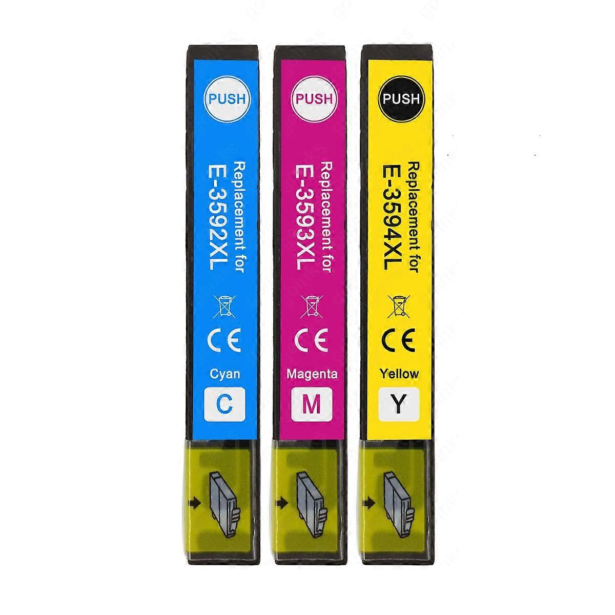 1 Set of 3 Ink Cartridges to replace Epson T3596 (35XL Series) C/M/Y Compatible/non-OEM from Go Inks (3 Inks)