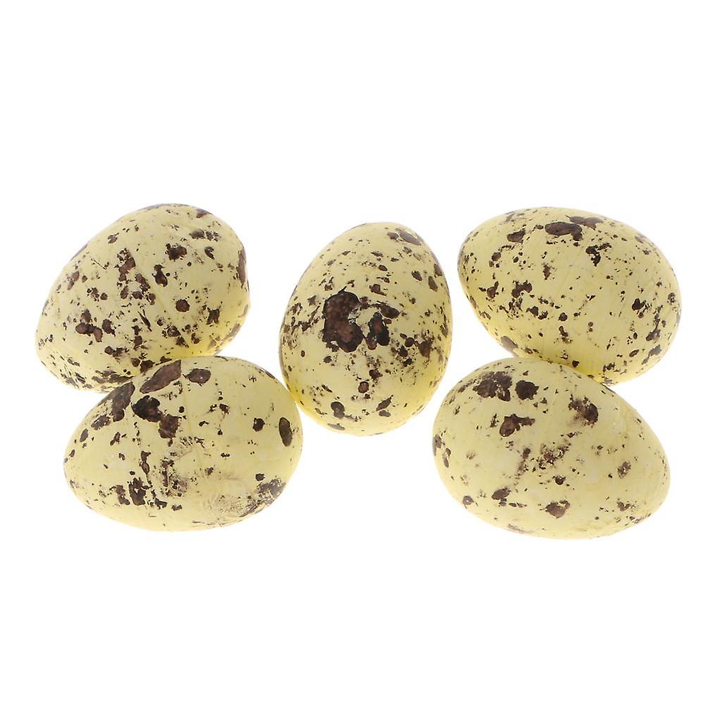 5 Pieces 1.6'' Artificial Nest Spotted Speckled Hatching Egg Crafts -Yellow