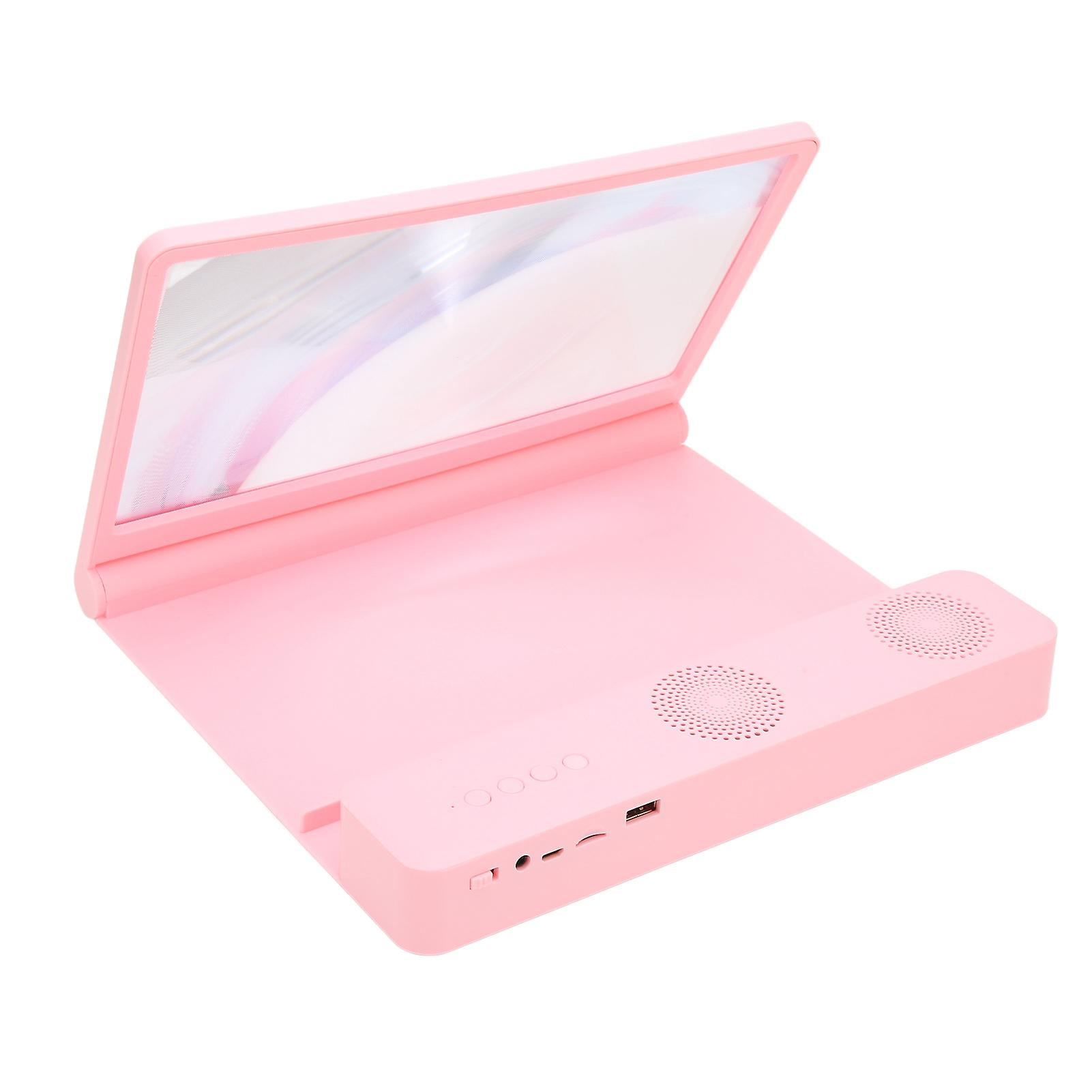 Phone Screen Magnifier 3D HD with 5W Bluetooth Speaker Pink