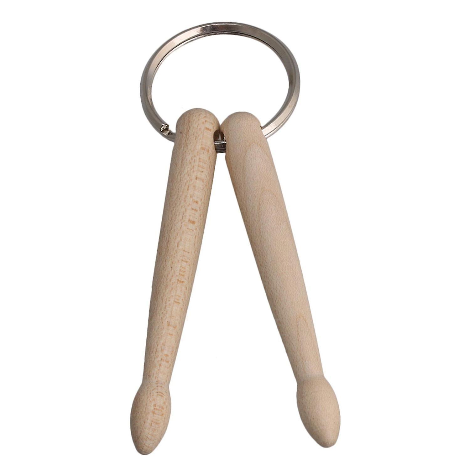 For 9x3.5cm Mini Natural Wood Drumsticks Key Ring Chain Creative Diy Craft WS2310