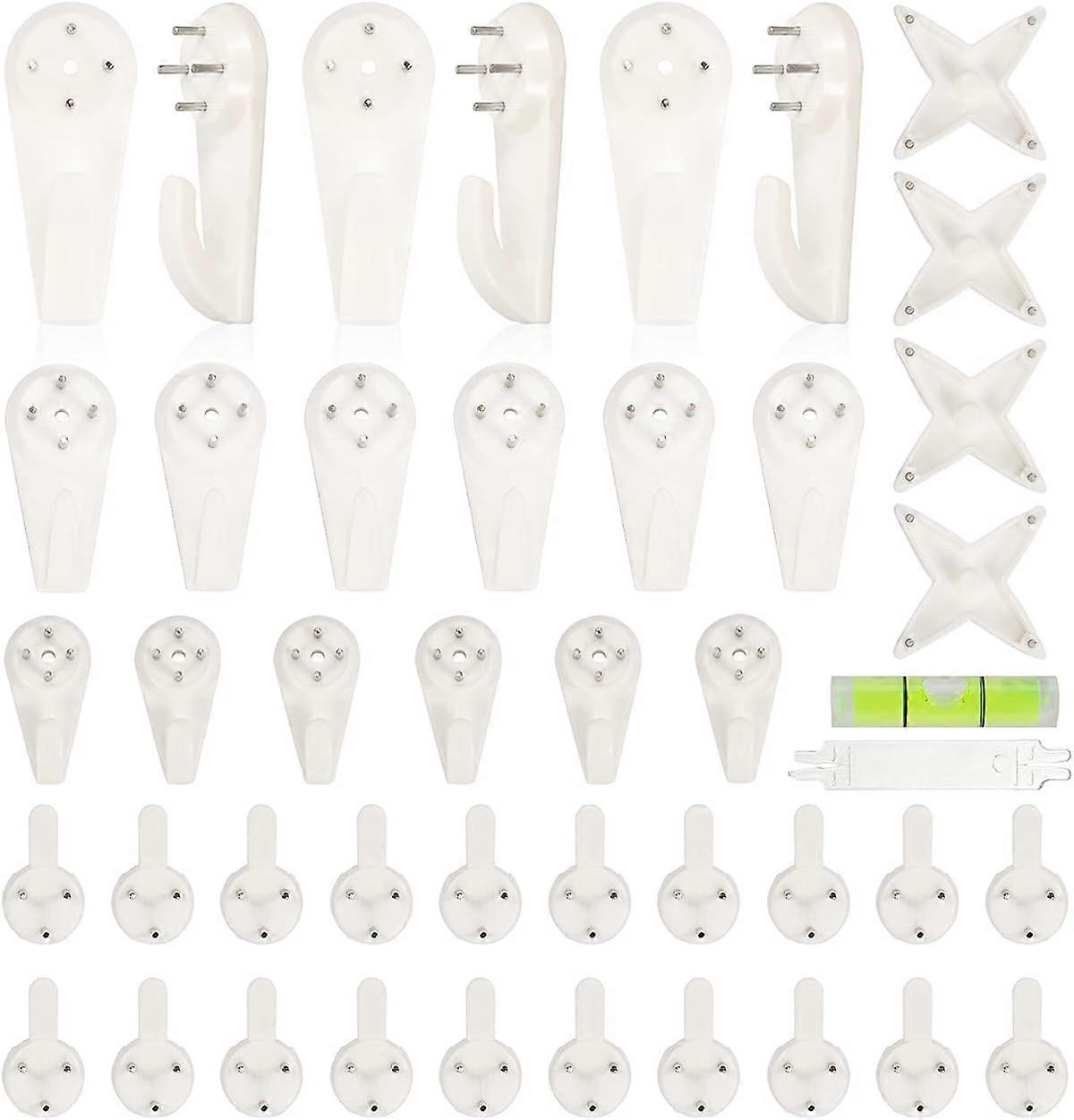 42pcs Non-Trace Picture Hook for Hard Wall, Picture Hanging Kit for Picture Frame Fixing, Assorted Picture Hanger Set for Hardwall Drywall Painting We