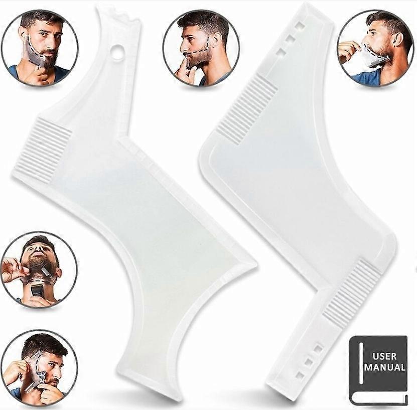 White 4pcs Clearance Beard Shaper Man Beard Shaping Tool Transparent Template Styling Comb Template