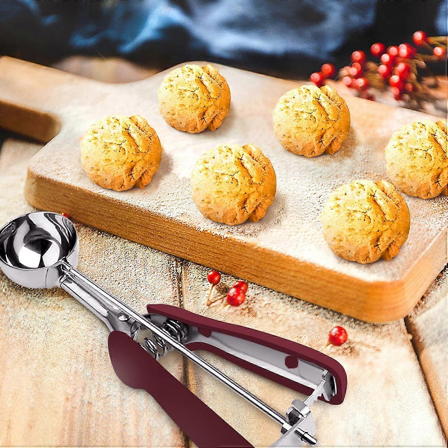 Ice Cream Scoop 304 Stainless Steel for Ice Cream, Melon, Meatballs, Cake, Cookie Dough, Rice, Ice Cream Scoop 5cm(Red Wine)