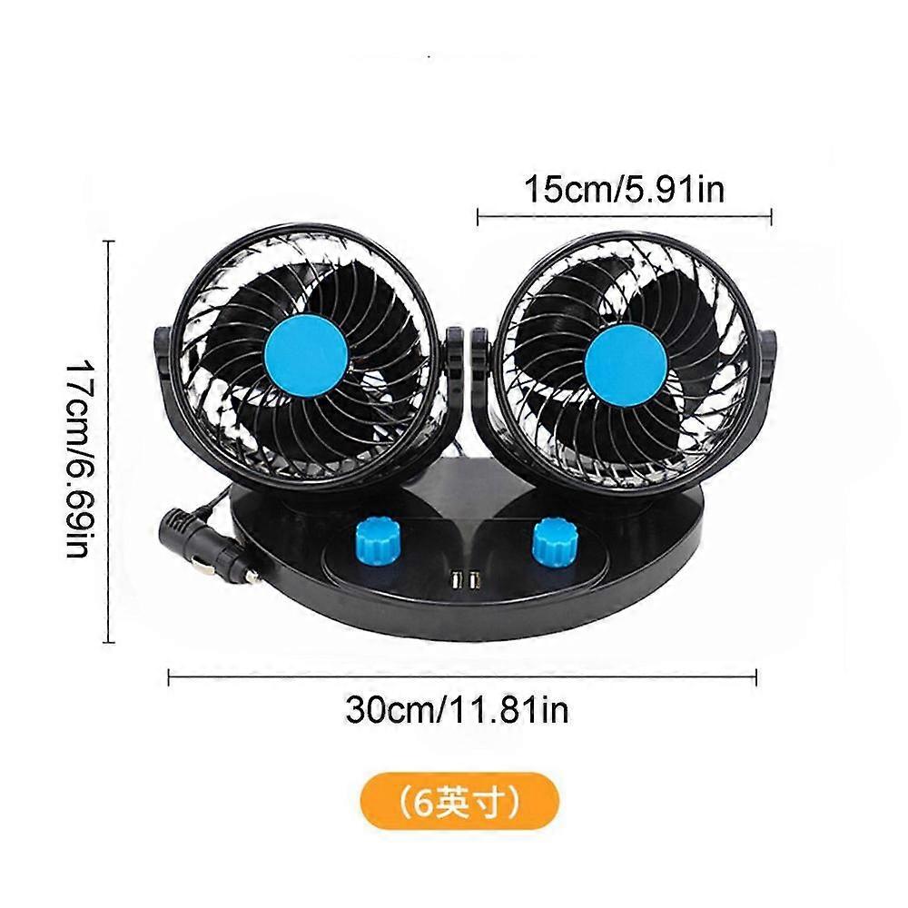 LBQ USB Car Fan Auto Electric Car Cooling Fan Double Head Portable Car Dashboard Fan Adjustable Clip Rotatable Car Cooling Accessory