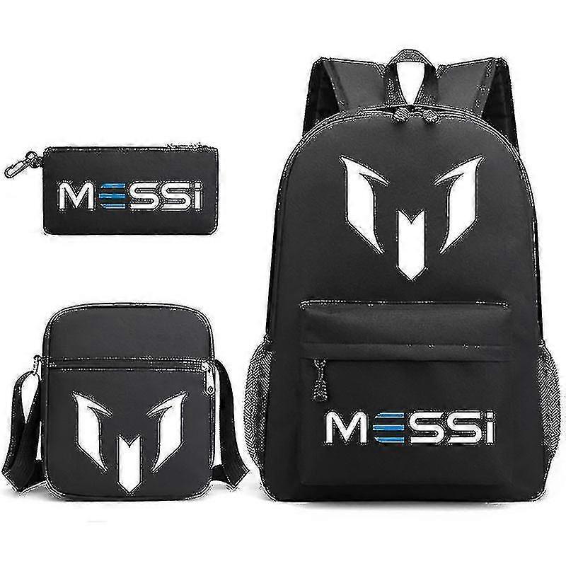 3τμχ Black Messi Super Stars Σακίδιο Πλάτης - Σχολείο, Ταξίδια, Φορητός Υπολογιστής - Παιδιά, Γυναίκες, Άνδρες - Mochilas, Έφηβοι, Φοιτητές Totes -Sy