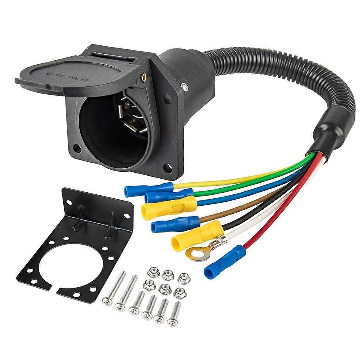 7 Way RV Trailer Light Connector Socket 7 Pin Wire Electrical Trailer Adapter Quick Converter with