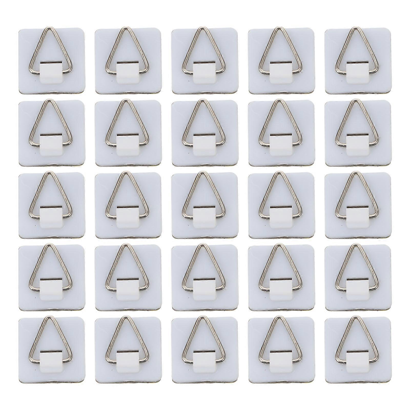 50pcs Wall-mounted Photo Frame Display Hooks Punch-free Triangle Hooks (White)