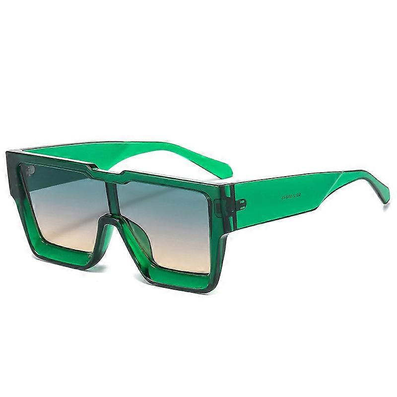 Oversized Square One Piece aurinkolasit - Retro Miehet/Naiset UV400 Aurinkolasit - Oranssi/Vihreä Silmälasit - Outdoor Sports Shades