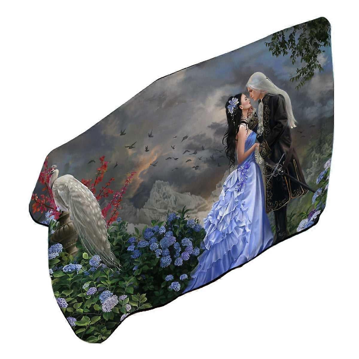 Lovers Fantasy Art Prince and Princess Microfiber Beach Towel