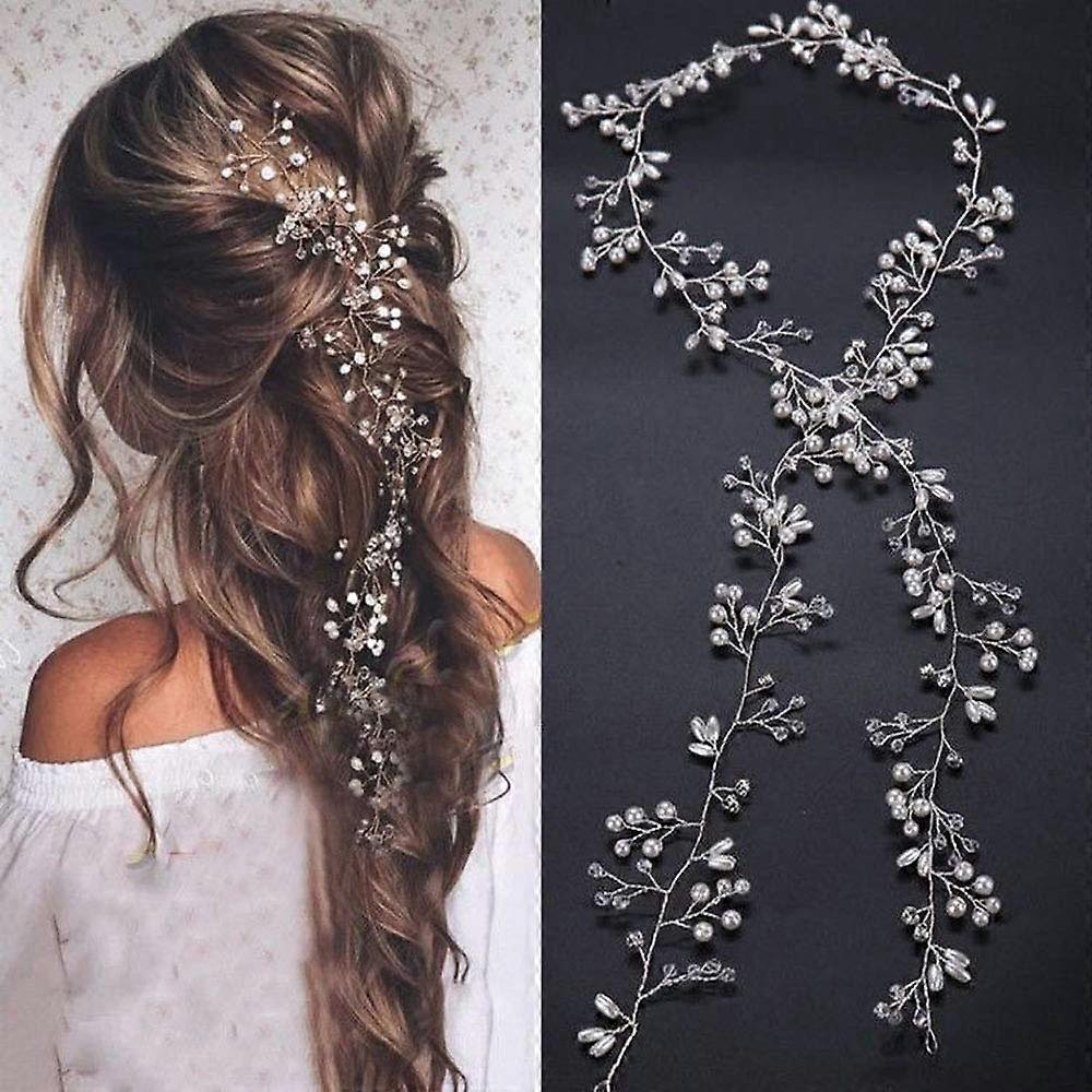 Extra Long Pearl Bride And Married Crystal Pearls Vineye Wedding Headpieces Bridal Hair Accessories Strip Hair Jewelry Hair Accessories