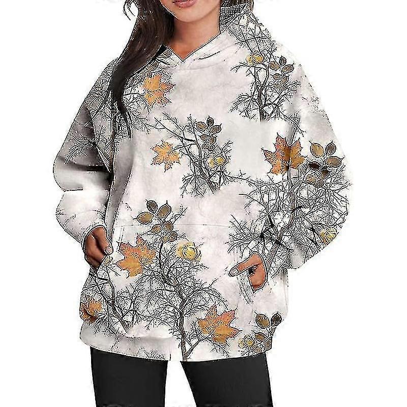 Sweat à capuche surdimensionné en polaire imprimé camouflage pour femme, pull décontracté avec poches