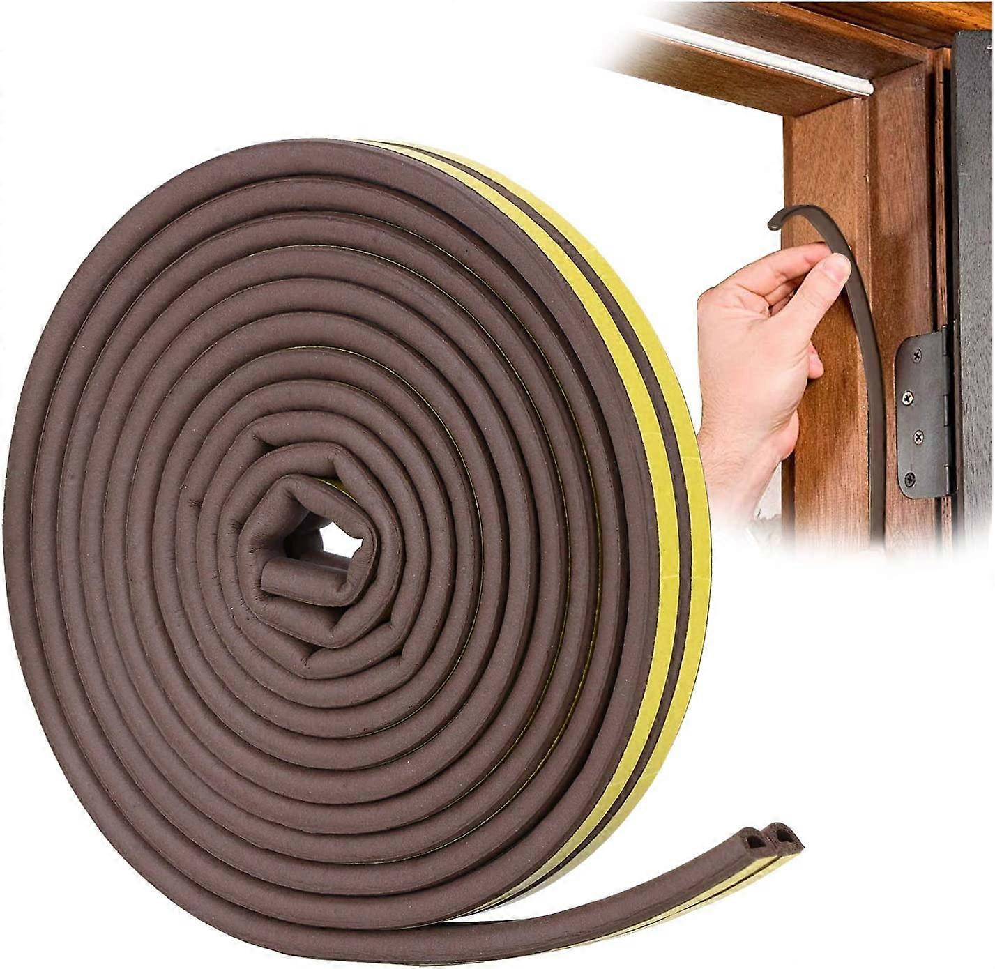 D-Profile Gasket Strip, Door And Window Caulk With Strong Adherence, Noise Insulation And Weather Protection, 6 Meters (Brown)
