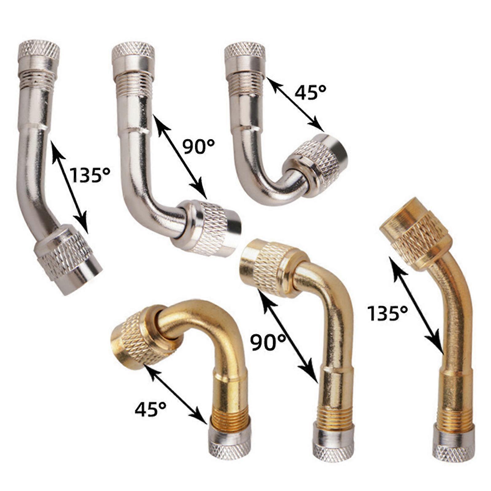 Tire Valve Extension, Multi-Function Pure Brass Inflatable Nozzle Extension, Valve Stem Extension Valve Stem Extenders 45 Degree 90 Degree 135 Degree 
