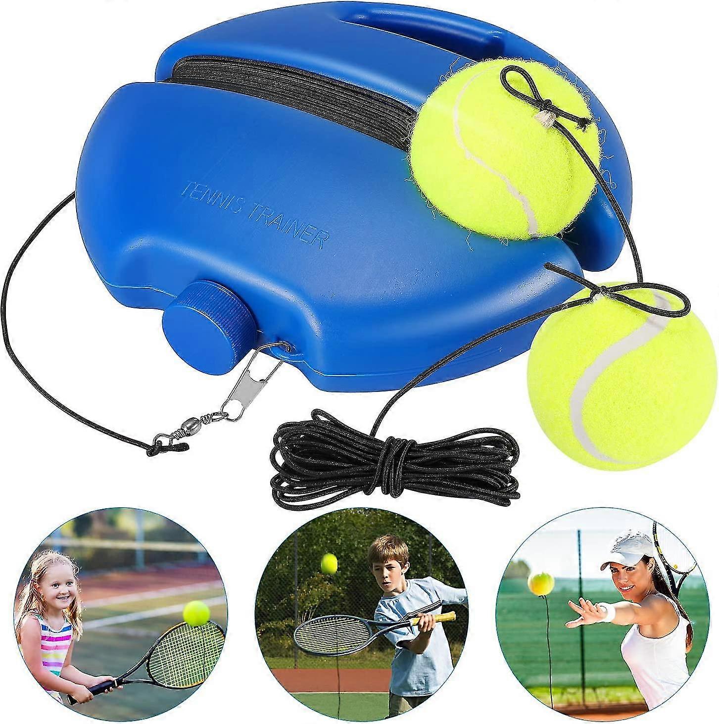 2023 - Tennis Trainer Set, Tennis Trainer Equipment Base With Cord And 3 Rebound Balls For Solo Practice