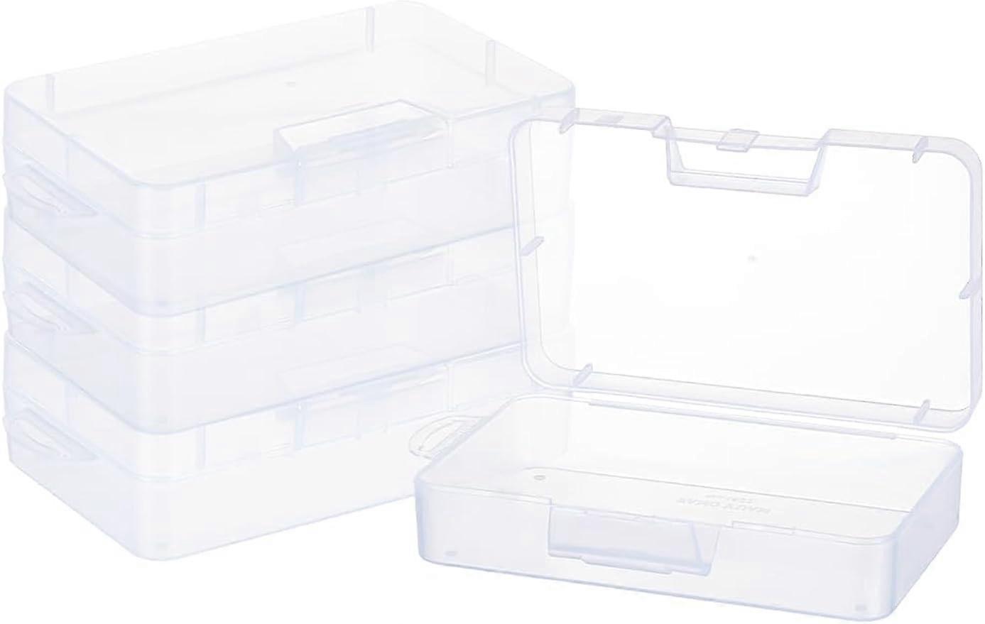 4Pack 5.5x3.5x1.5 Large Clear Plastic Box Container Clear Storage Organizer with Hinged Lid