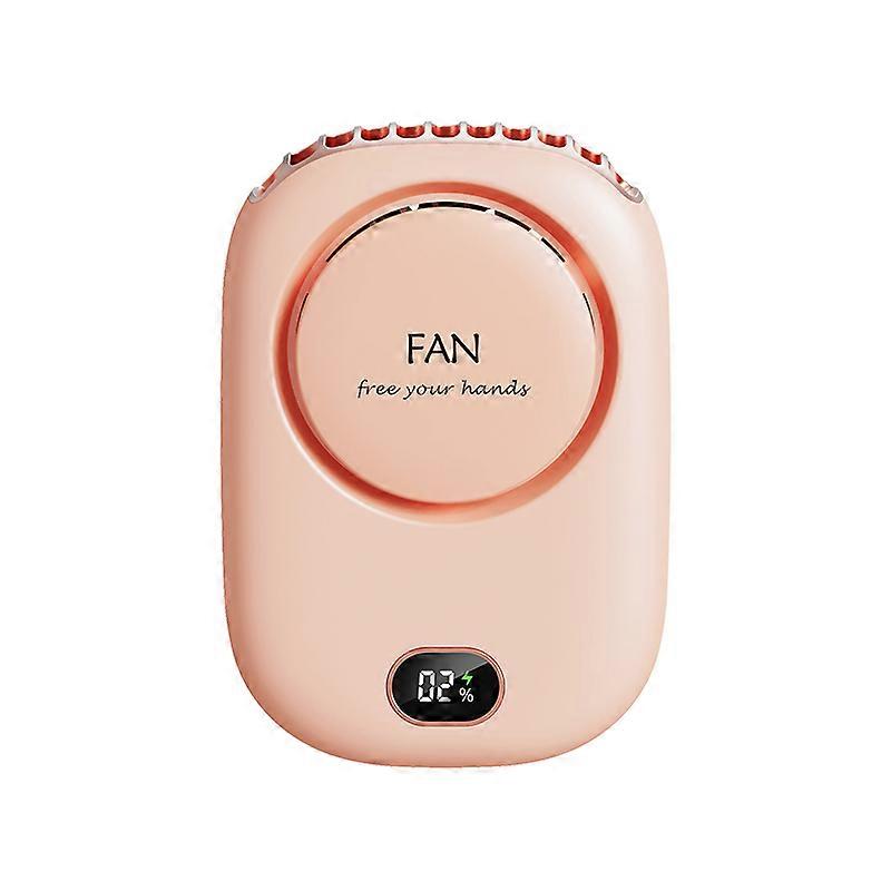 Portable Hands-free Neck Hanging Desktop Fan with Digital Display - Green