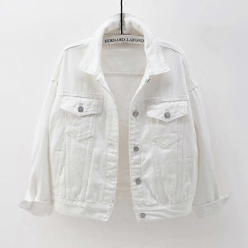 Spring And Autumn Color Large Size Denim Jacket Women's Short Korean Version Loose Bf Long-sleeved Jacket Student Top