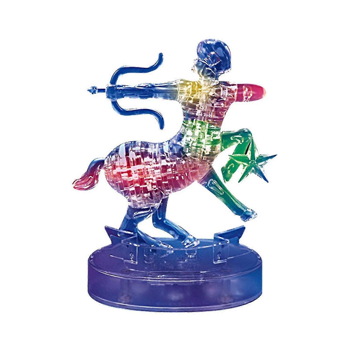 3d Crystal Puzzle Jig-saw Clear Twelve 12 Constellation Astrolog Flash Led Light