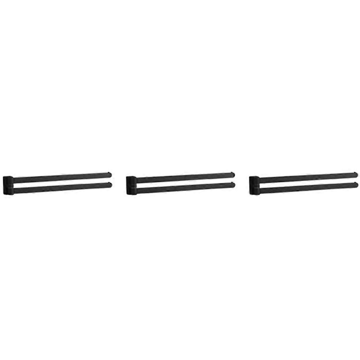 3X Swivel Towel Bar Movable Double Towel Rails Chrome Polished Matt Rubber Black Bathroom Accessori