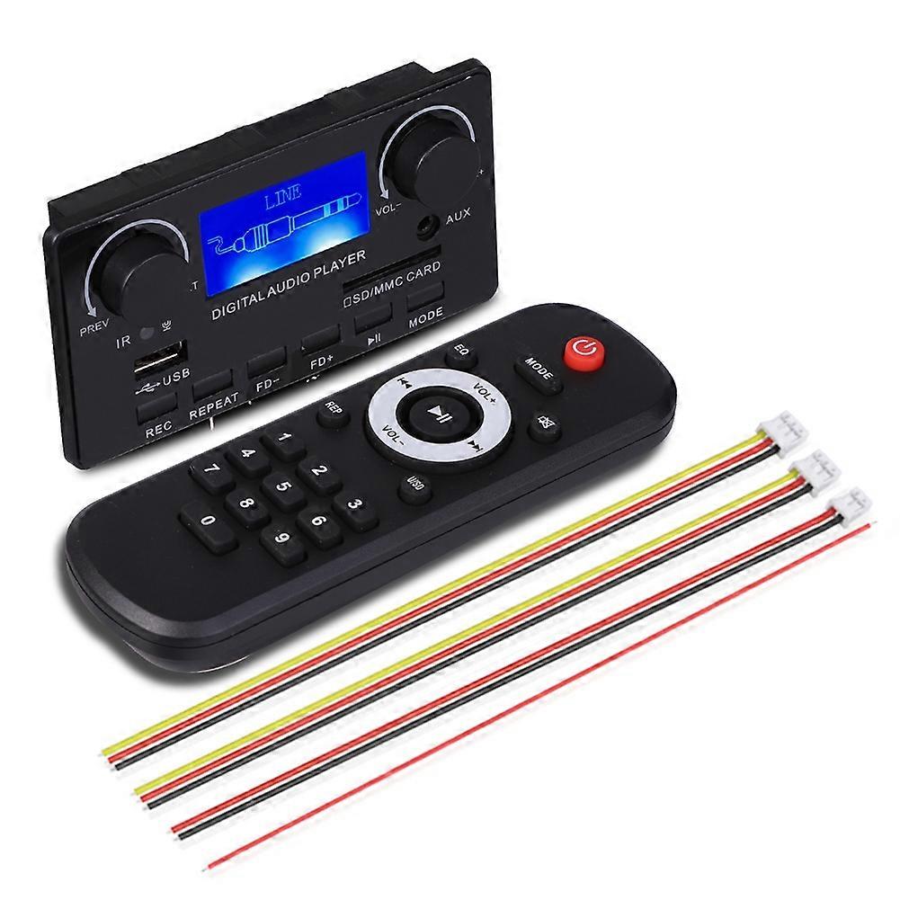 Bluetooth 5.0 MP3 Decoder Board Support Handsfree Recording FM DC 12V MP3 WMA WAV FLAC Audio Player