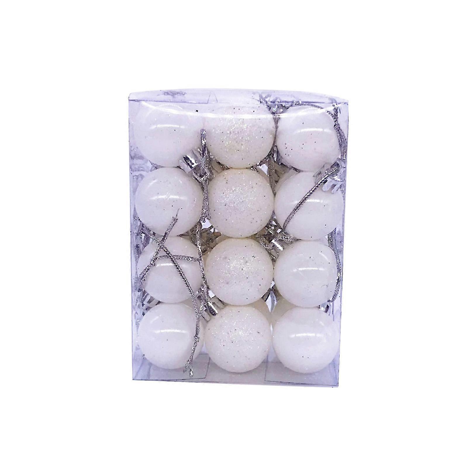 Wharick 24Pcs/Set Christmas Style Hanging Decor Plastic Glitter All Match Hanging Ball Decor