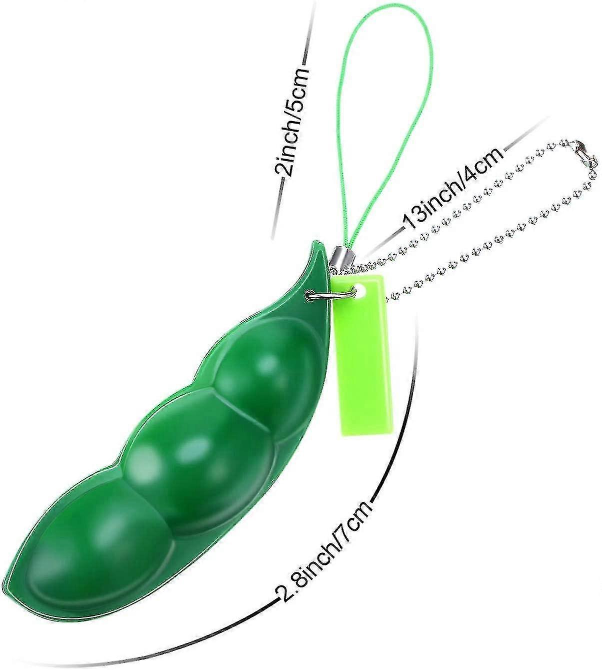 10 Pieces Fidget Bean Toy Funny Facial Expression Bean Fidget Toy Soybean Stress Relieving Keychain, Green