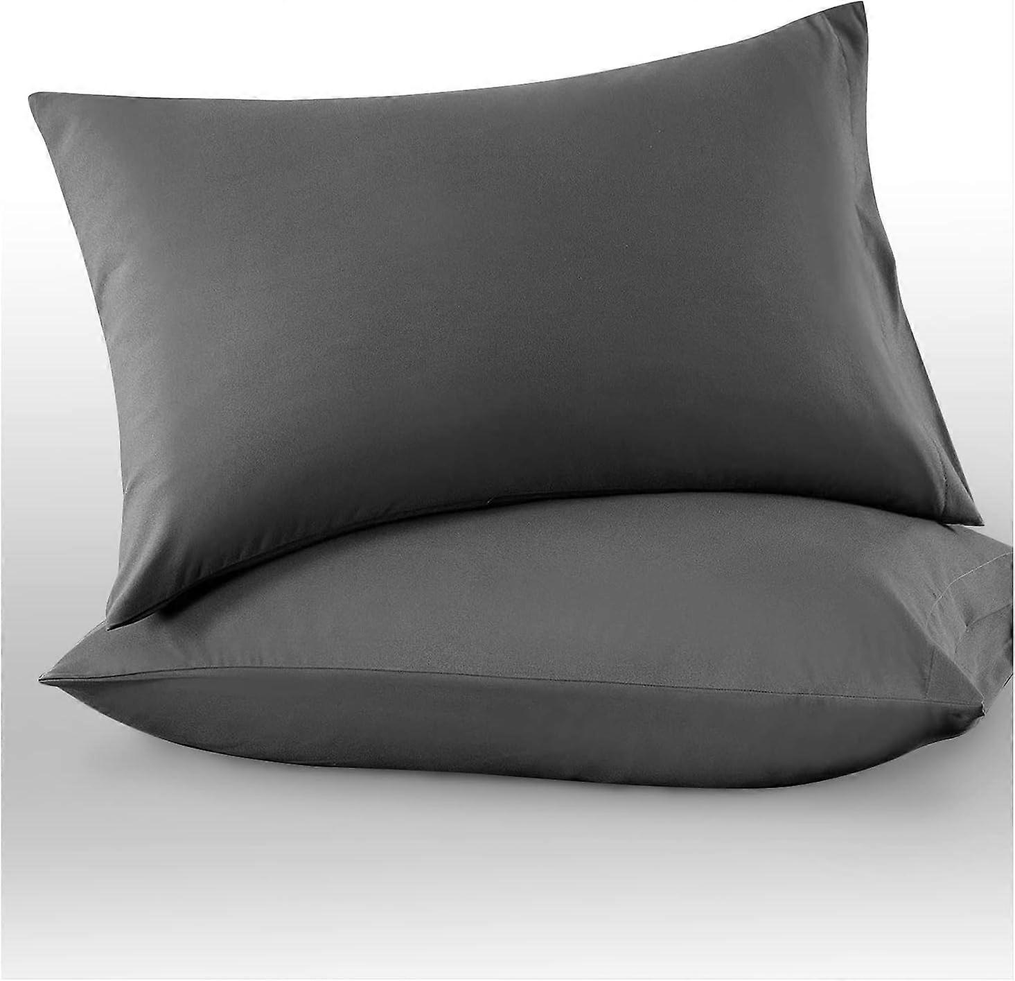 Microfiber Pillowcase 2-Pack - Solid Homemaker Pillowcase - Charcoal Gray - 74x48