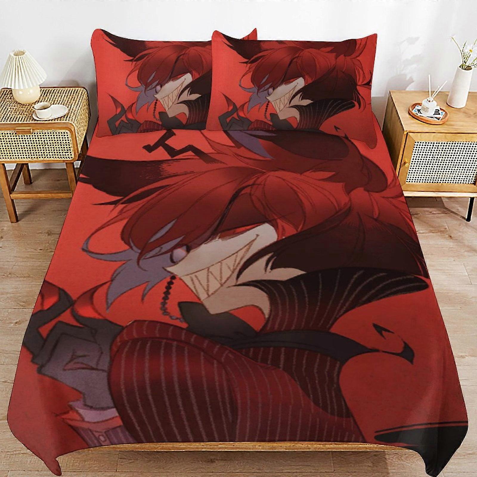 c194 Hazbin Hotel Helluva Boss Sängkläder Set Påslakan Bekvämt och lätt tecknat sängkläder 3-delat sängset Twin (1 påslakan och 2 örngott