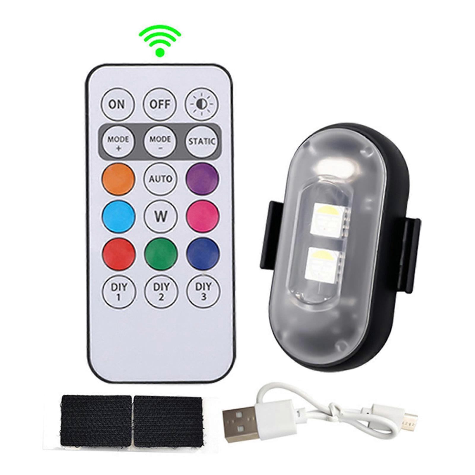 8 Colors Wireless Led Lights with Remote USB Rechargeable Led Strobe Lights for Motorcycle Bike Warnings Signal Lights
