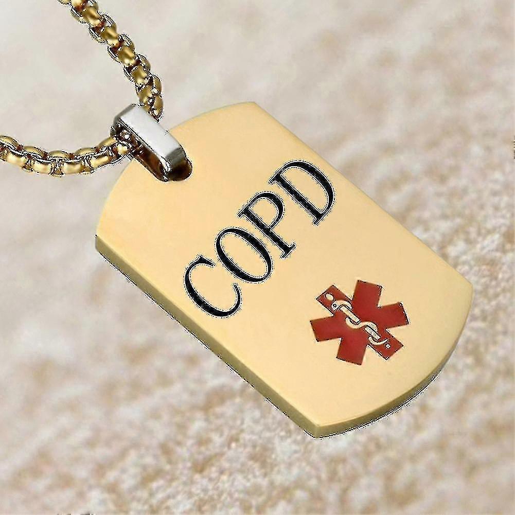 Type Diabetes Gold Dog Tag Pendant Medical Alert Id Necklace For