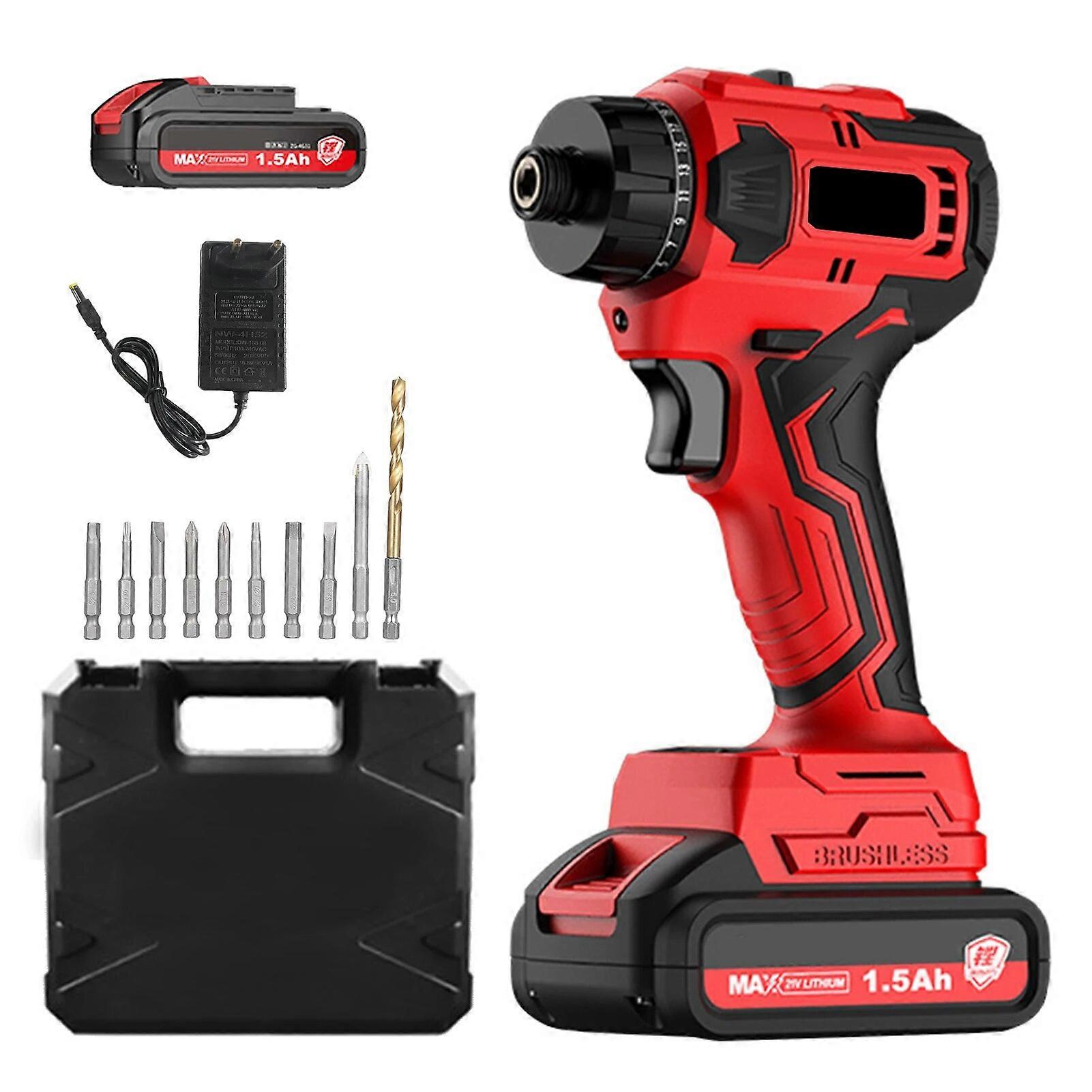 21V Lithium Screwdriver Torque Adjustable 2 Speed Control Modes Repairing Tool Kit Brushless Motor Electric Screw Driver