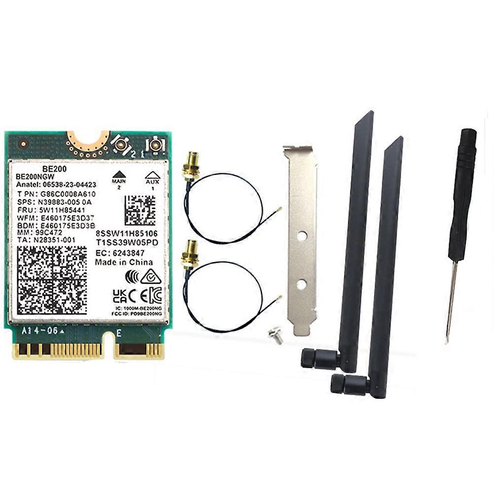WIFI 7 BE200 BE200NGW WiFi-kort + 2stk 8DB-antenne BT 5.4 802.11AX Tri-Band M.2 NGFF trådløst netværk
