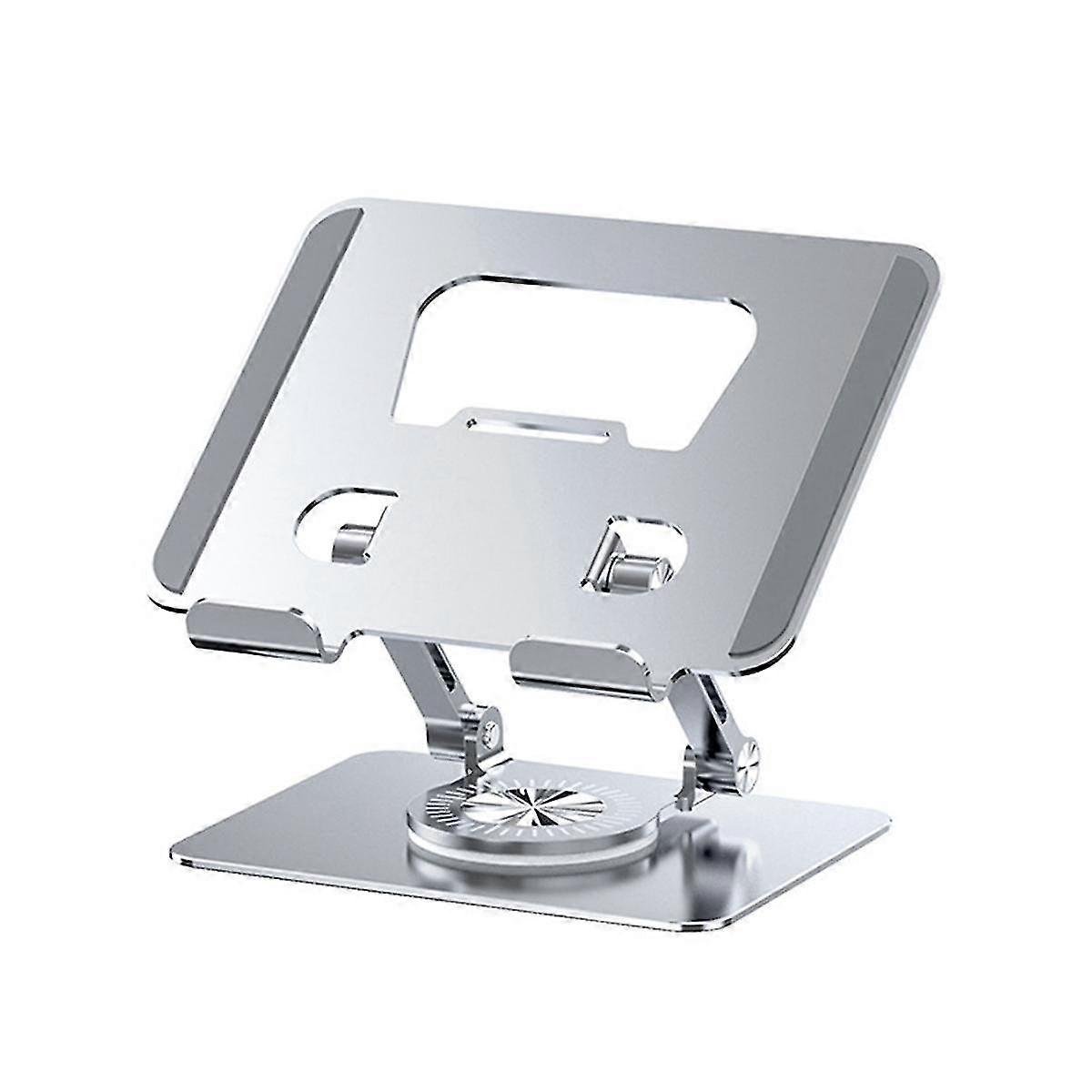 Universal Laptop Stand with 360 Rotating Base, Adjustable Height Multi-Angle, Foldable Mounted Reading Bookshelf Silver