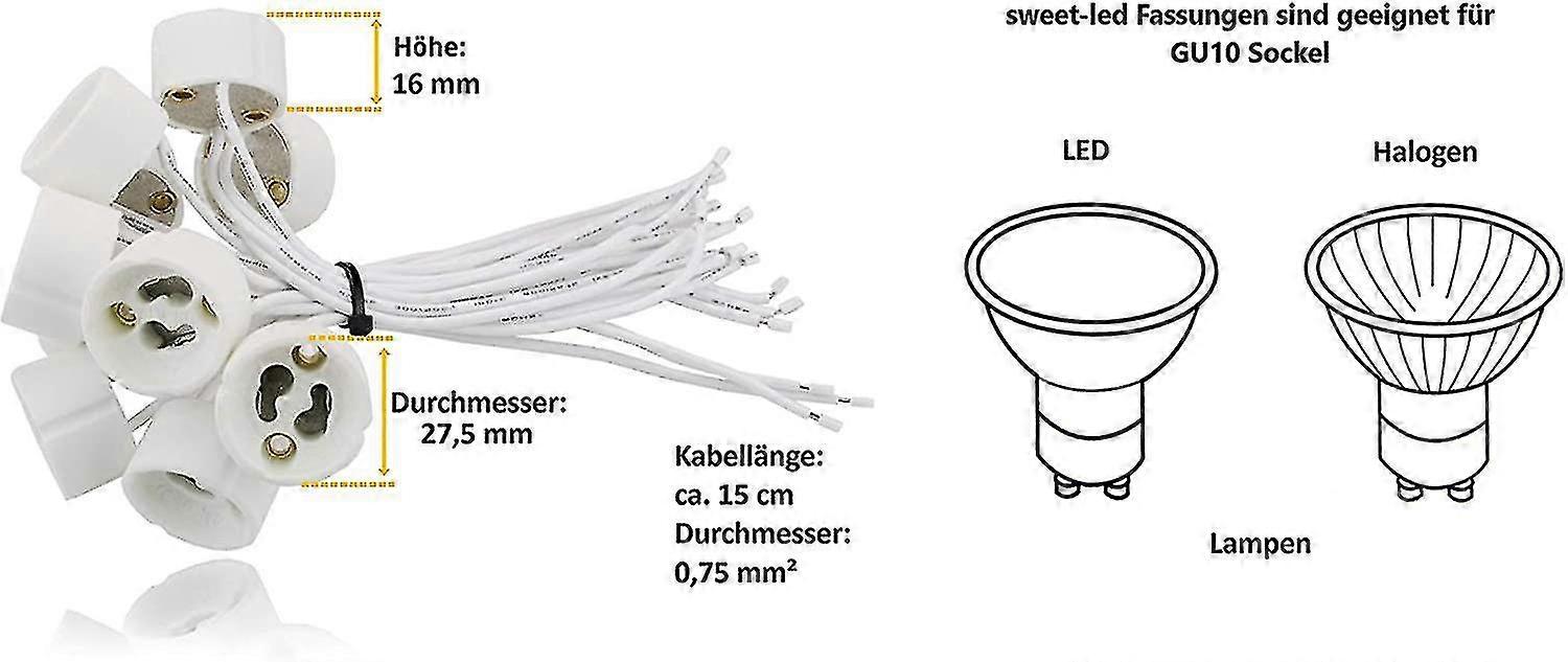 Gu10 Socket For Led And Halogen, 20 Pieces [energy Class A]