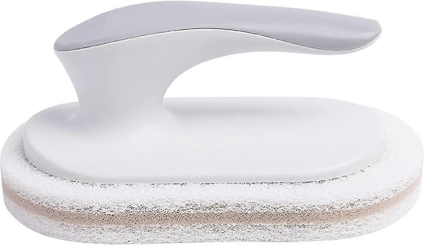 Household Cleaning Brush With Handle Plastic Sponge Scraper Sponge Multi-function Sponge Brush Powerful Sponge Quick Cleaning Decontamination Brush Wh